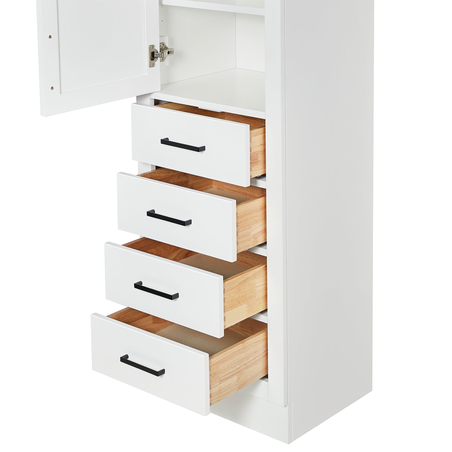 Isabella 2065-inch White base cabinet on white back ground front view open door