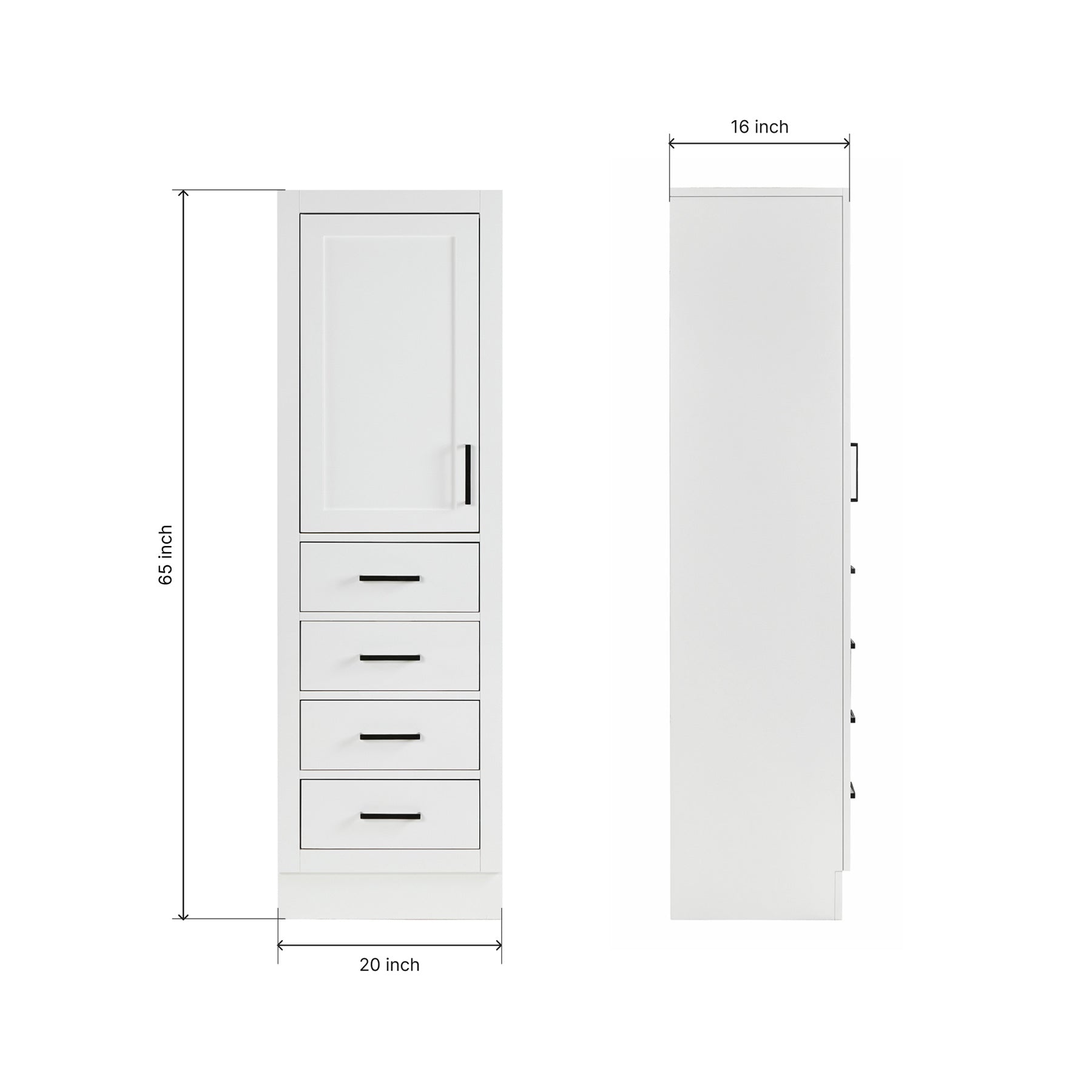 Isabella 2065-inch White base cabinet on dimensions