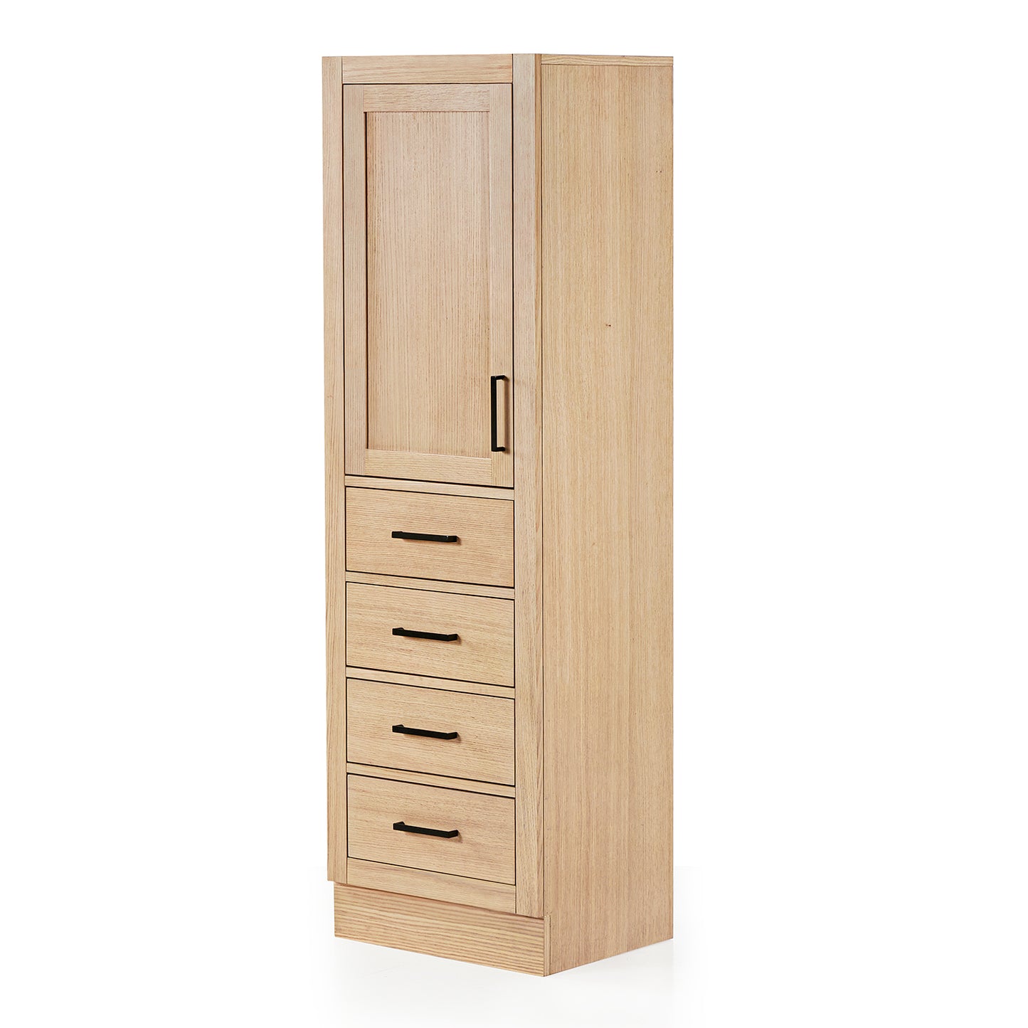 Isabella 2065-inch White Oak base cabinet on white back ground side view
