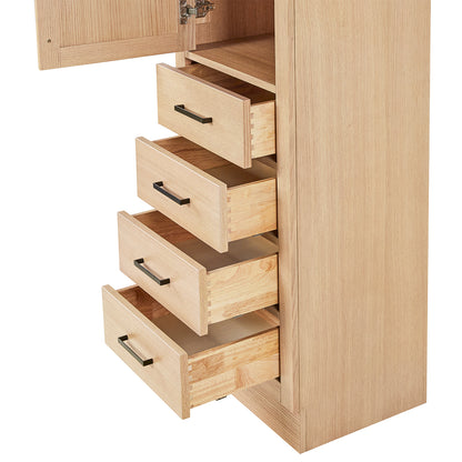 Isabella 2065-inch White Oak base cabinet on white back ground front view open door