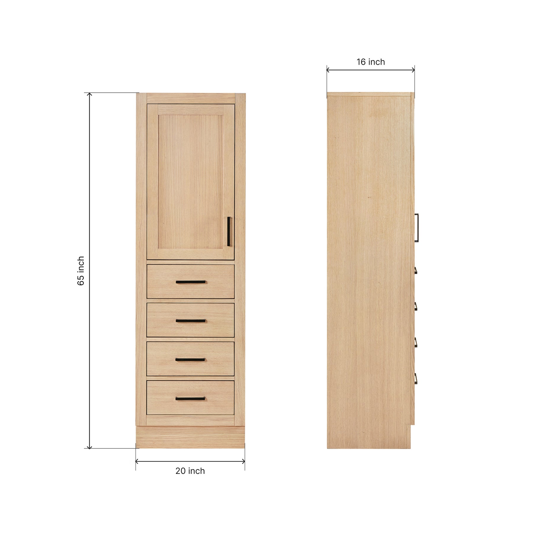 Isabella 2065-inch White Oak base cabinet on dimensions