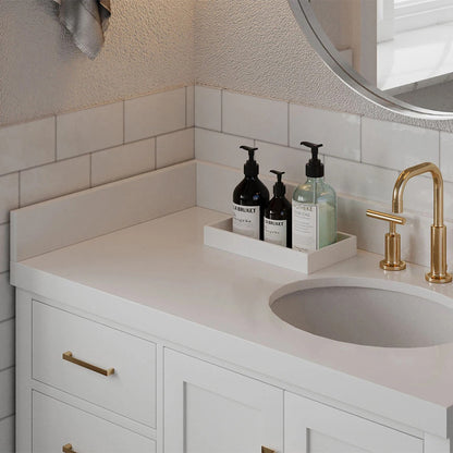 DKB 21.2"x4" Pure White Quartz Sidesplash for Vanity, Clean & Contemporary Style